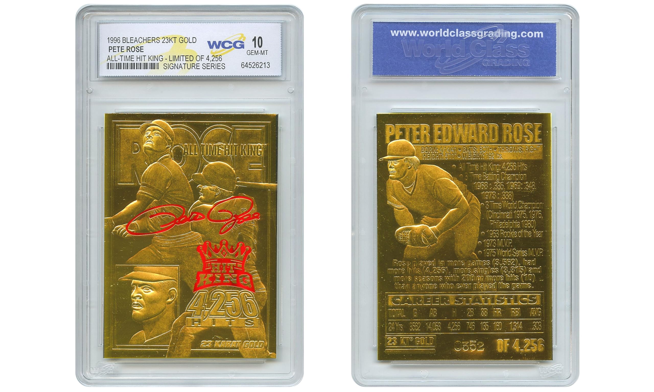 Amazon.com: WCG 1996 Pete Rose Bleachers Gold Card Signature